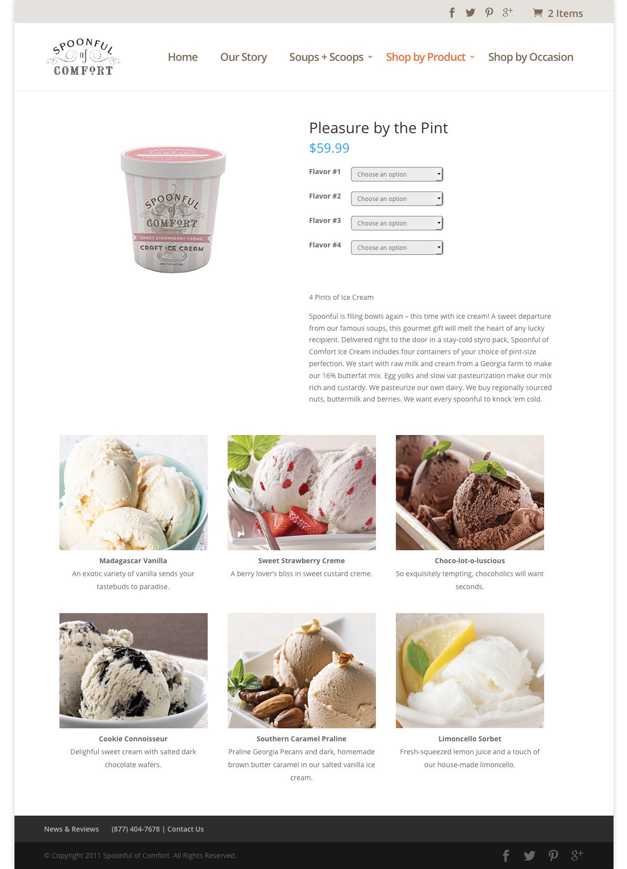 Ice cream product page design after