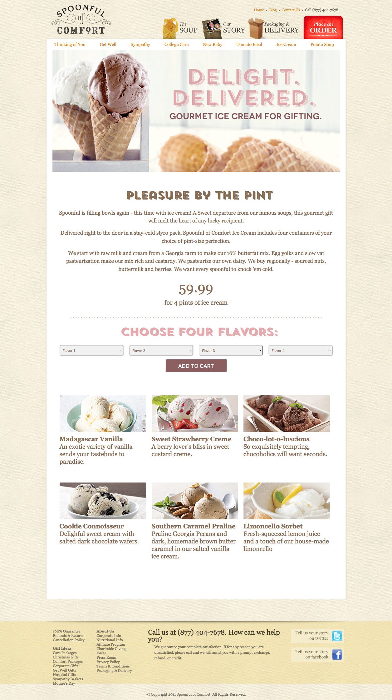 Ice cream product page design before