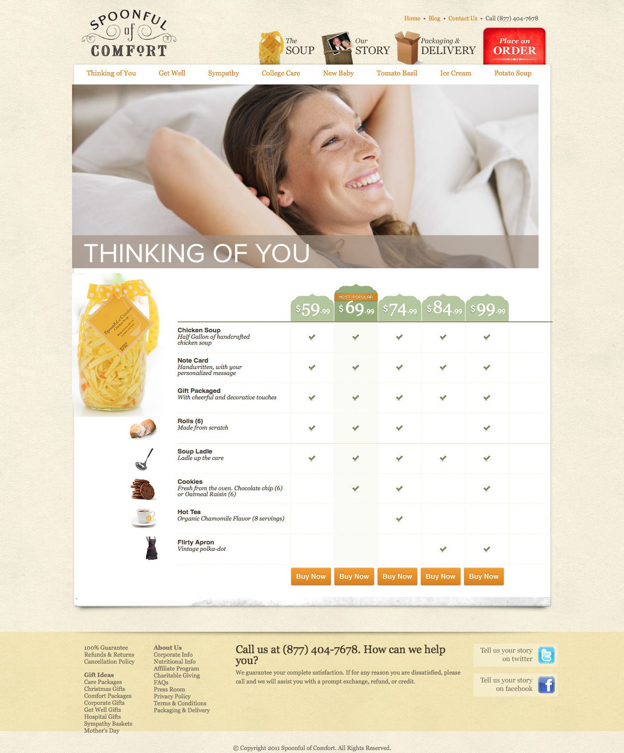 Soup product page design before