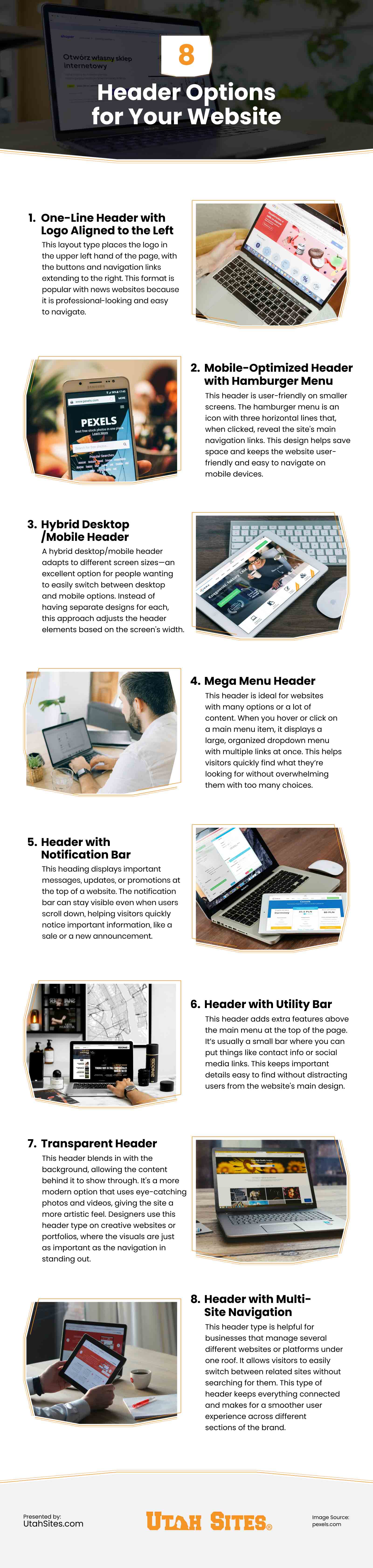 8 Header Options for Your Website Infographic