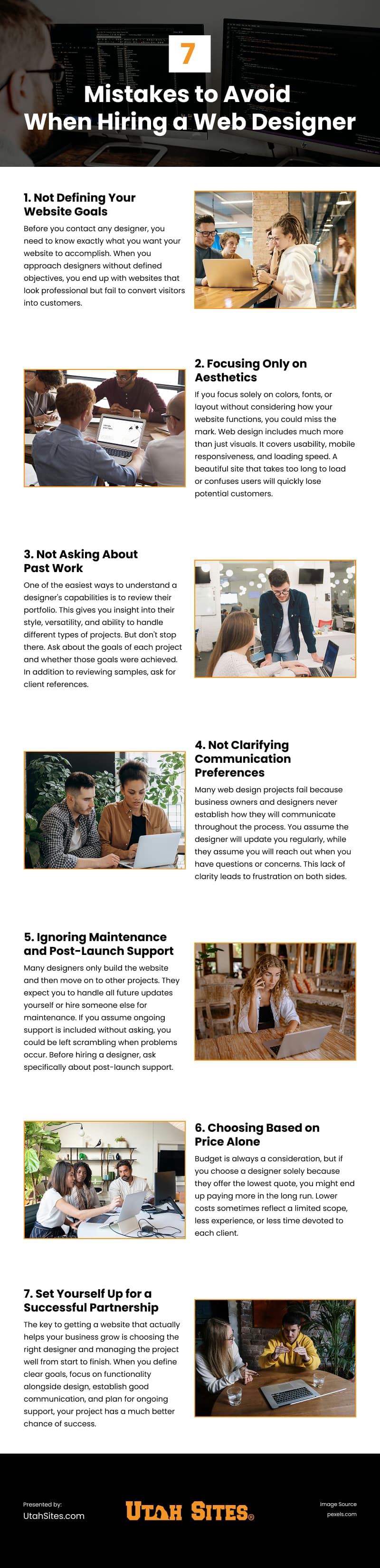7 Mistakes to Avoid When Hiring a Web Designer Infographic