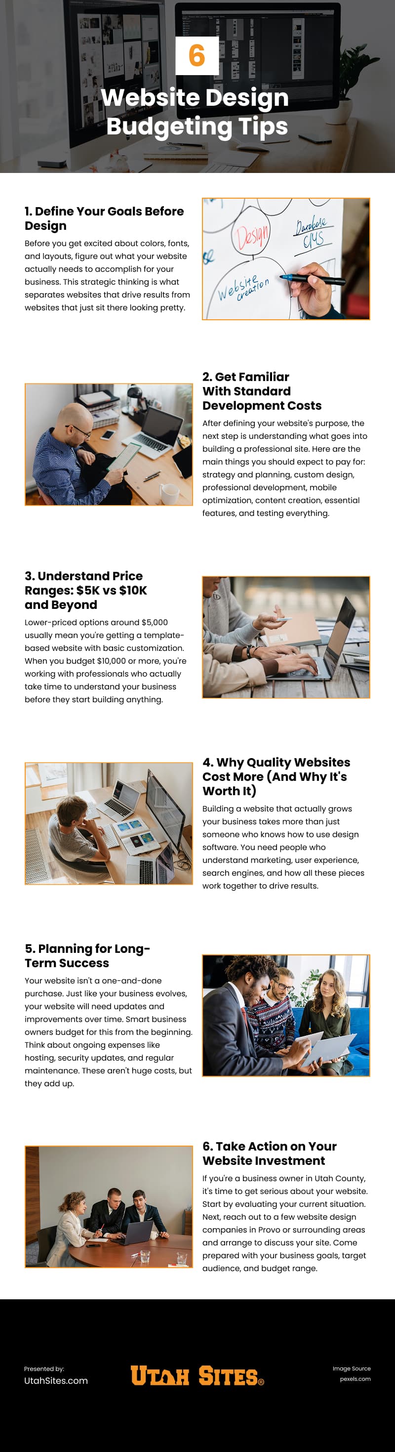 6 Website Design Budgeting Tips Infographic