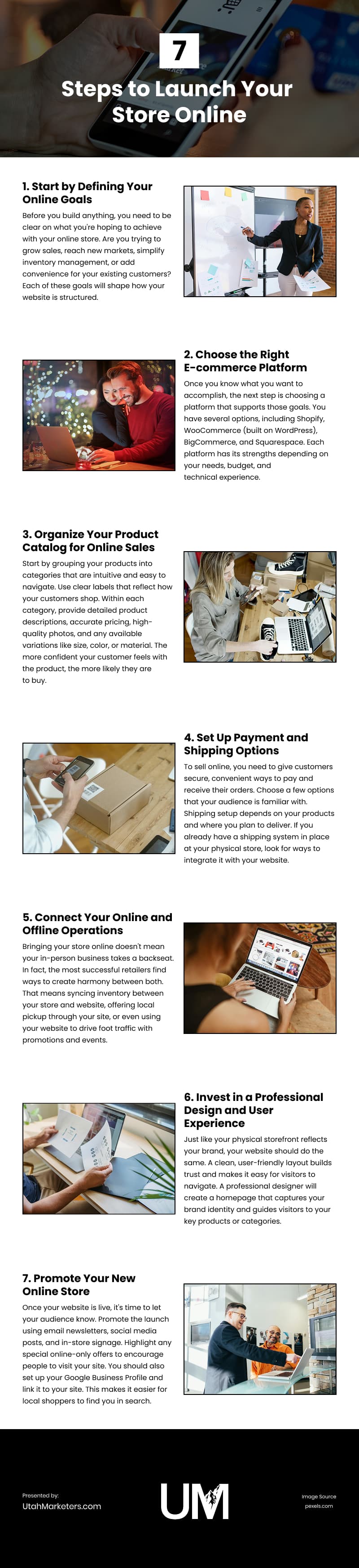 7 Steps to Launch Your Store Online Infographic