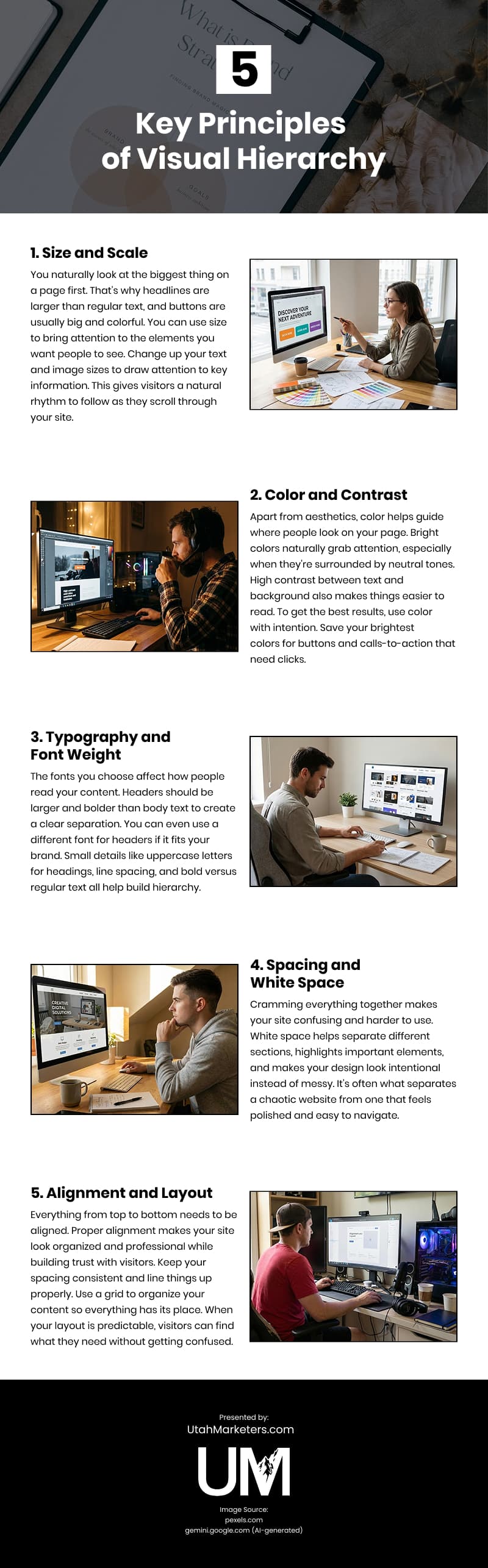 5 Key Principles of Visual Hierarchy Infographic 5 Key Principles of Visual Hierarchy Infographic