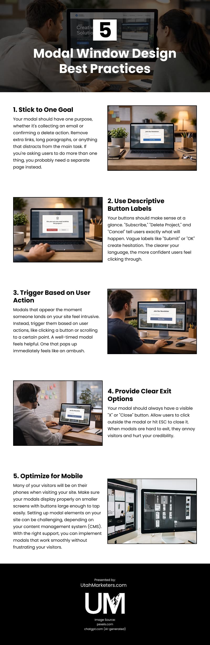 5 Modal Window Design Best Practices Infographic 5 Modal Window Design Best Practices Infographic